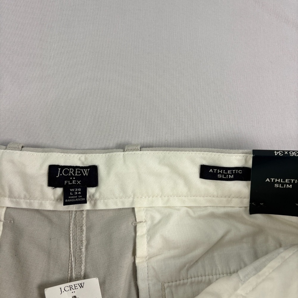J Crew Pants Mens 36x34 (Fits 34x34) Beige Chino Athletic Slim Fit Preppy NEW - Picture 4 of 13